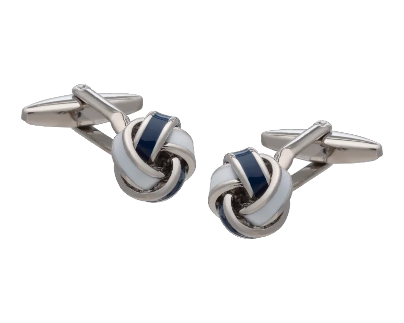 Best cufflinks with classic oval designs for a traditional and versatile appearance-Navy & White Knot Cufflinks