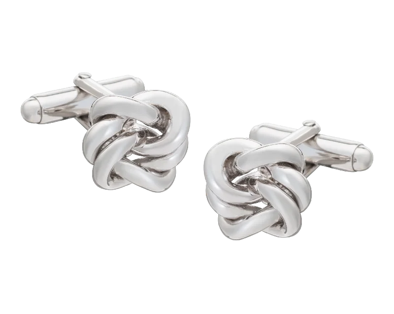 Unique cufflinks with gemstone accents for a bold and luxurious look-925 Sterling Silver Alternative Knot Cufflinks