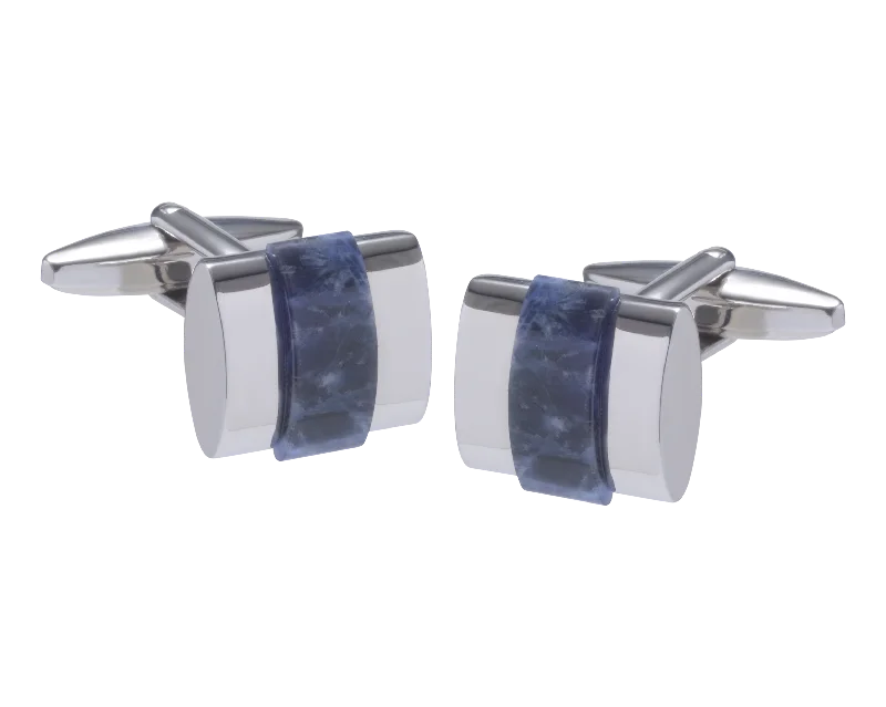 Best cufflinks with vintage cufflinks box for a complete and elegant gift set-Band of Stone Sodalite Cufflinks