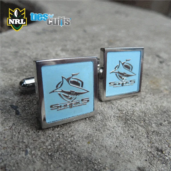 Best cufflinks for formal wear with classic designs and polished finishes-NRL Cronulla-Sutherland Sharks Cufflinks