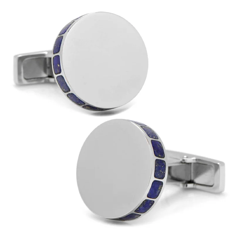 Best cufflinks with zodiac symbols for astrology lovers and personalized gifts-Stainless Steel Lapis Mosaic Engravable Cufflinks