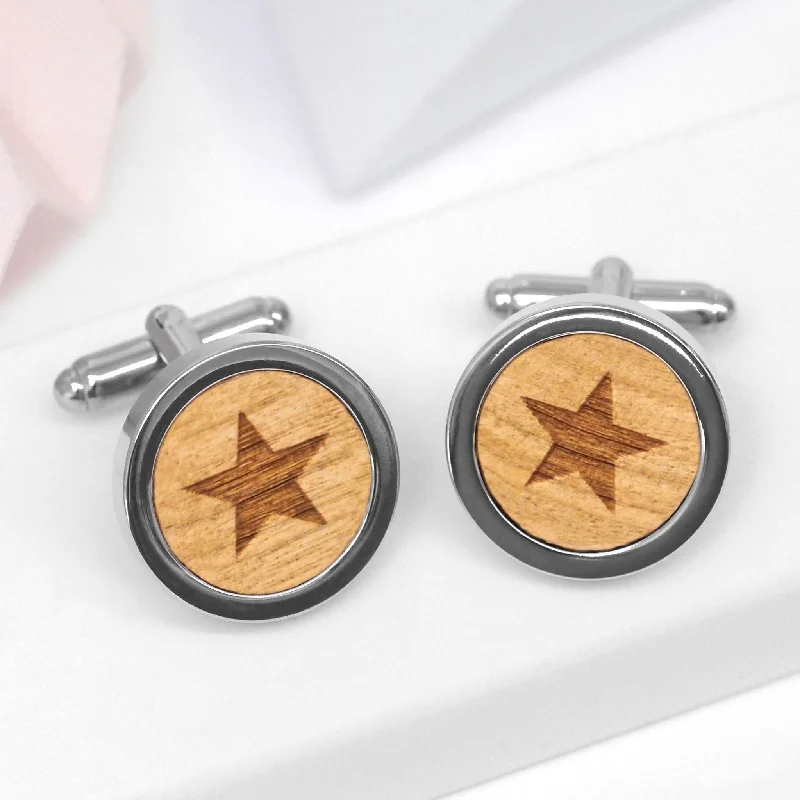 Best cufflinks for formal wear with classic designs and polished finishes-Wooden Star Cufflinks