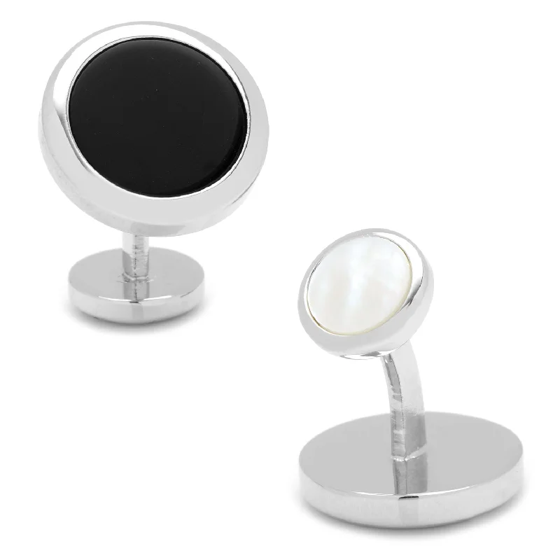 Unique cufflinks with quirky designs for a fun and personalized accessory-Double Sided Onyx Round Beveled Cufflinks