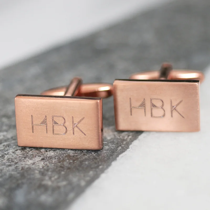 Best cufflinks for special occasions with precious stones for a luxurious touch-Personalised Engraved Geometric Initials Cufflinks