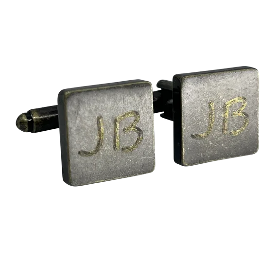 Best cufflinks for luxury gifts with high-quality materials and craftsmanship-Personalised Engraved Antique Gold Square Cufflinks