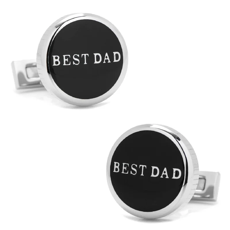 Cufflinks with silver and enamel combinations for a colorful and polished look-Best Dad Black Stainless Steel Cufflinks