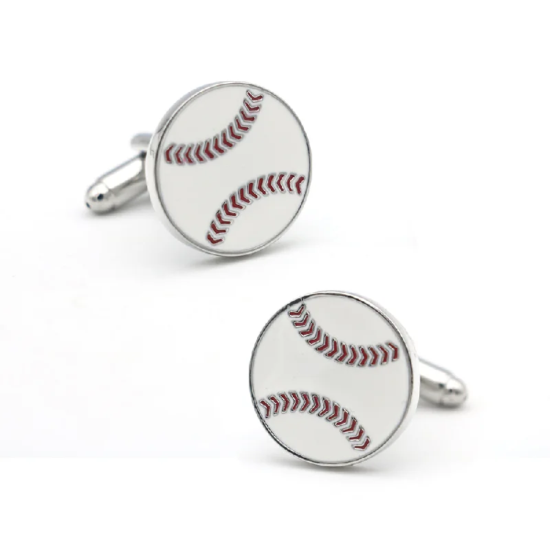 Best cufflinks with modern minimalist designs for a chic, subtle style-Fenway Baseball Rhodium Plated Cufflinks