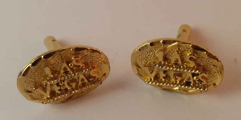 Best cufflinks with enamel inlays for a colorful and artistic touch-Vintage Gold Tone Las Vegas Cufflinks