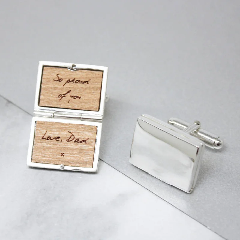 Best cufflinks with a sleek black finish for a contemporary, edgy look-Personalised Sterling Silver Handwritten Cufflinks