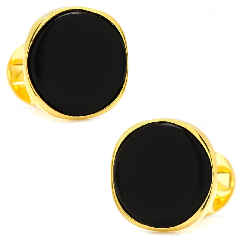 Personalized cufflinks with initials for a custom and meaningful gift-Vermeil Classic Formal Onyx Cufflinks