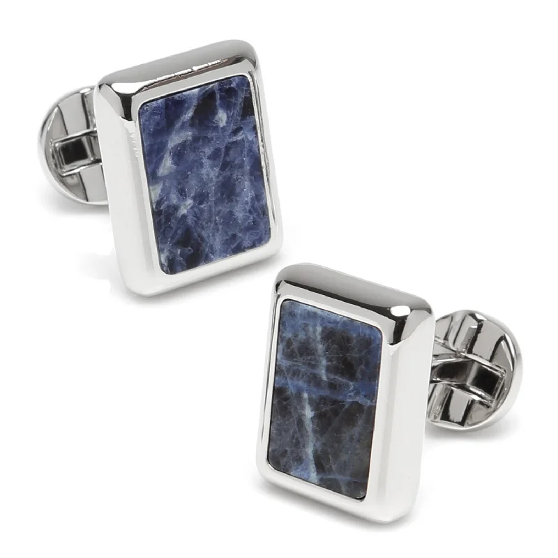 Cufflinks with nautical themes for a coastal and maritime-inspired accessory-Silver and Sodalite JFK Presidential Cufflinks