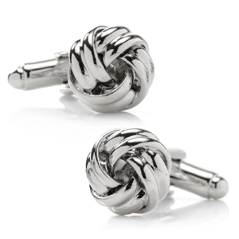 Best cufflinks with gemstone inlays for a colorful and stylish finish-Silver Knot Cufflinks