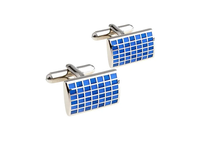 Best cufflinks with vintage cufflinks box for a complete and elegant gift set-Urbana Blue & Light Blue Enamel Cufflinks