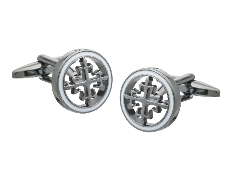 Best cufflinks with customizable monograms for a unique and personal gift-Vintage Cross Gunmetal Cufflinks