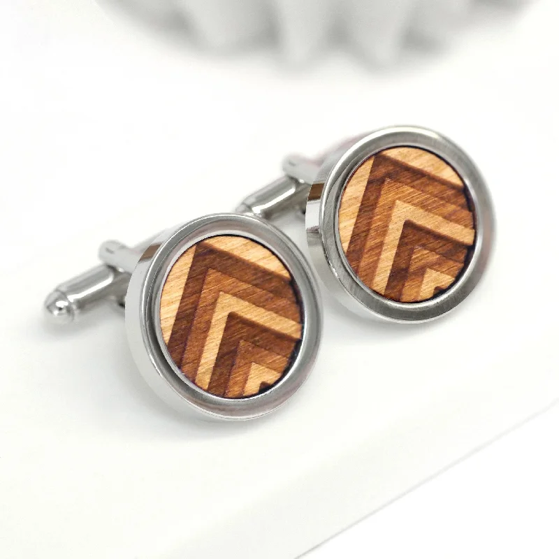 Best cufflinks with intricate craftsmanship for a high-quality, durable finish-Wooden 3D Chevron Cufflinks