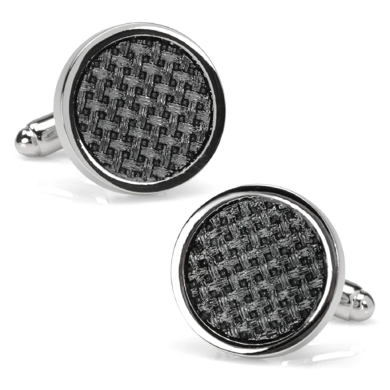 Cufflinks with art deco designs for a vintage and glamorous accessory-Woven Metal Black Cufflinks