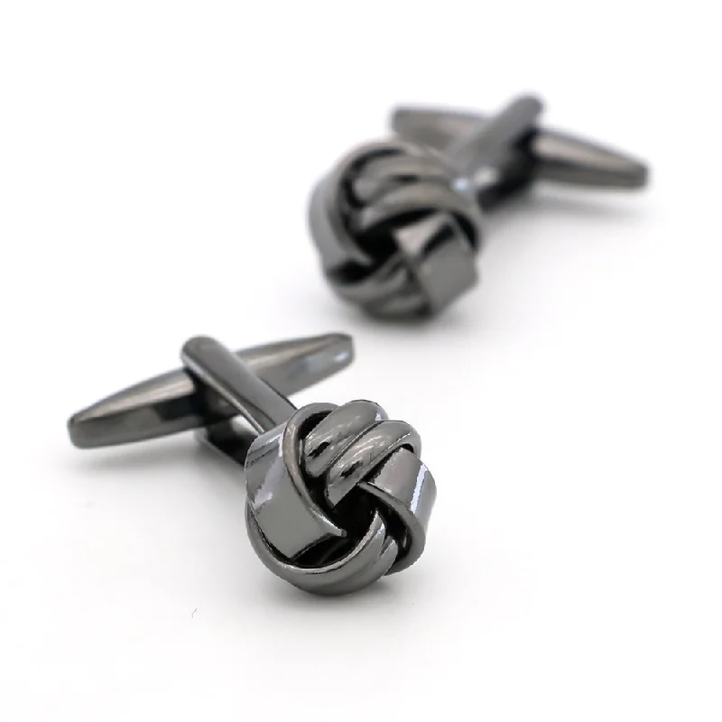 Cufflinks with sports-related designs for fans and athletes looking to showcase their interests-Bedford Gunmetal Knot Rhodium Plated Cufflinks