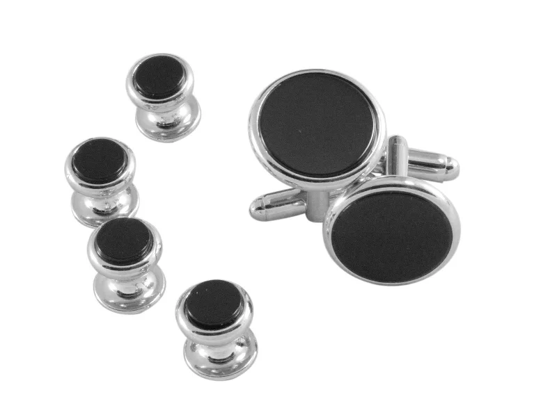 Cufflinks with crystal embellishments for added sparkle and sophistication-Circular Formal Set