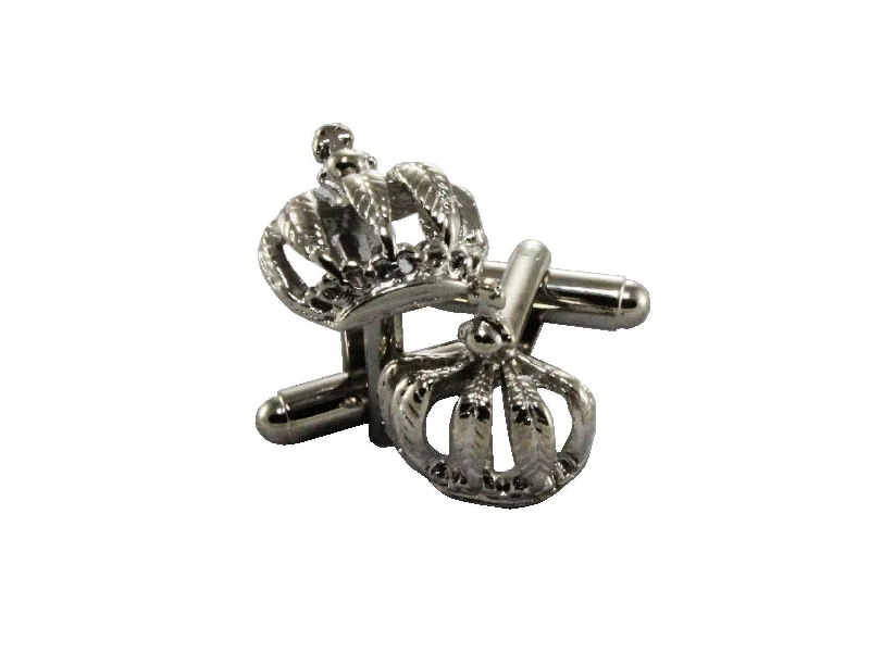 Cufflinks with brushed stainless steel designs for a rugged and modern style-Crown Cufflinks