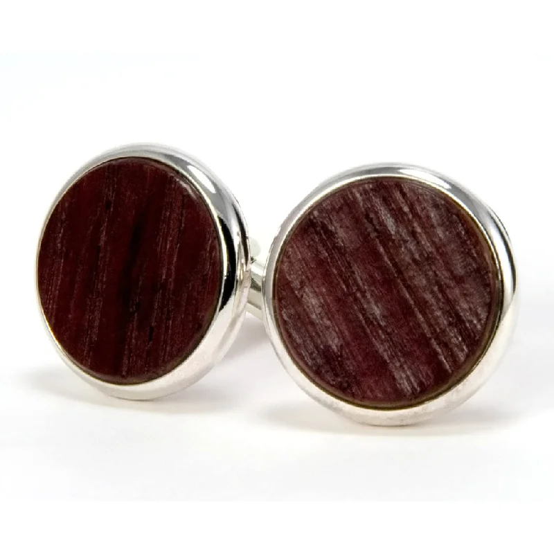 Best cufflinks for formal events with timeless designs in classic silver and gold-Wine Barrel Wood and Silver Cufflinks