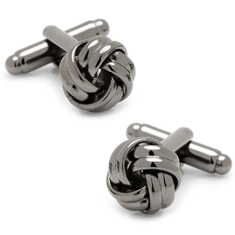 Cufflinks with engraved patterns for a personalized and intricate touch-Gunmetal Knot Cufflinks