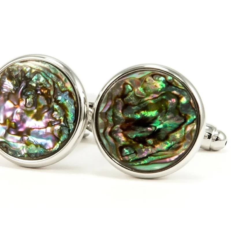 Cufflinks with Celtic knot designs for a unique and intricate finish-Abalone Shell Silver Cufflinks | One-of-a-Kind