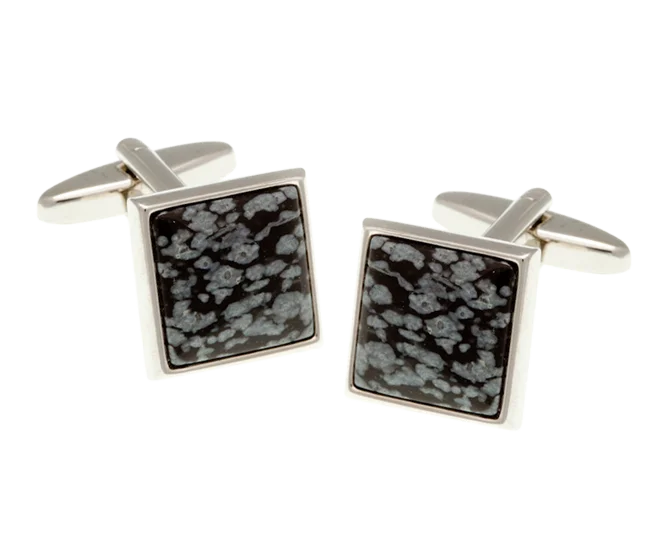 Cufflinks with art deco designs for a vintage and glamorous accessory-Square Snowflake Stone Cufflinks