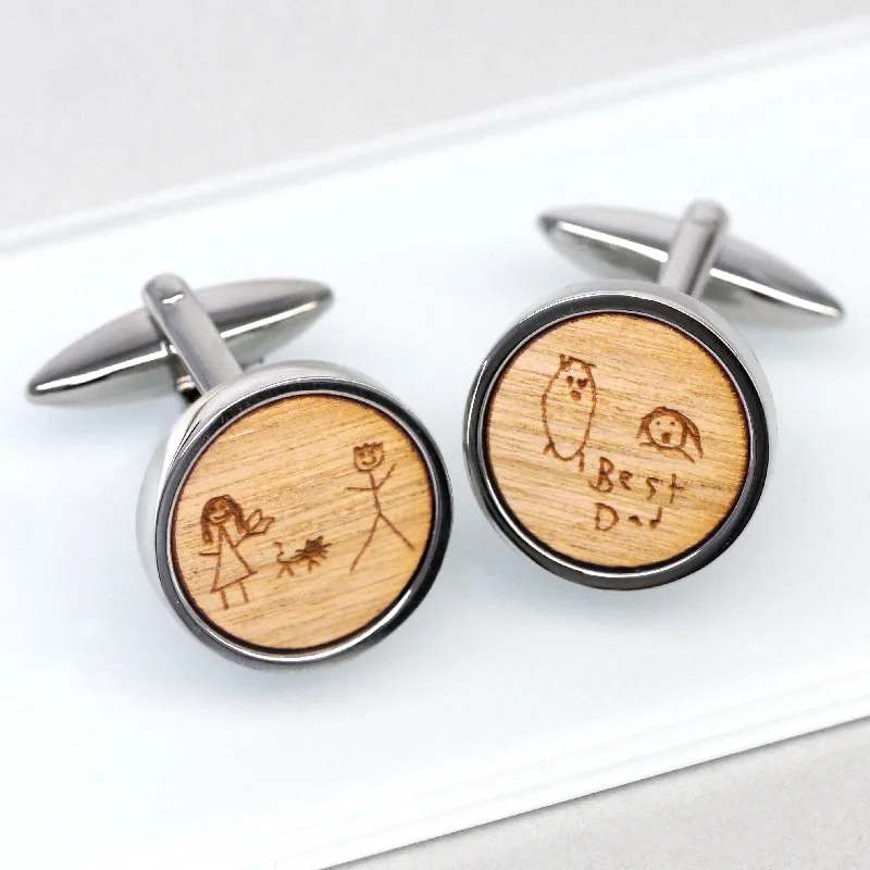 Luxury cufflinks with diamond accents for a high-end and elegant accessory-Personalised Child's Drawing Cufflinks