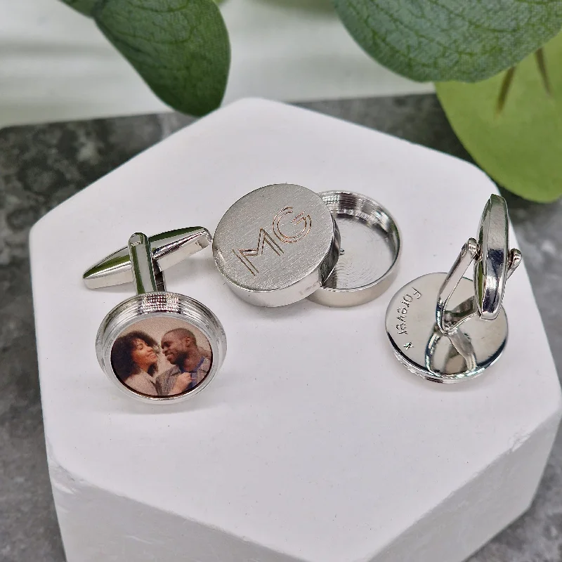 Personalized cufflinks with initials for a custom and meaningful gift-Personalised Hidden Photo Twist Cufflinks