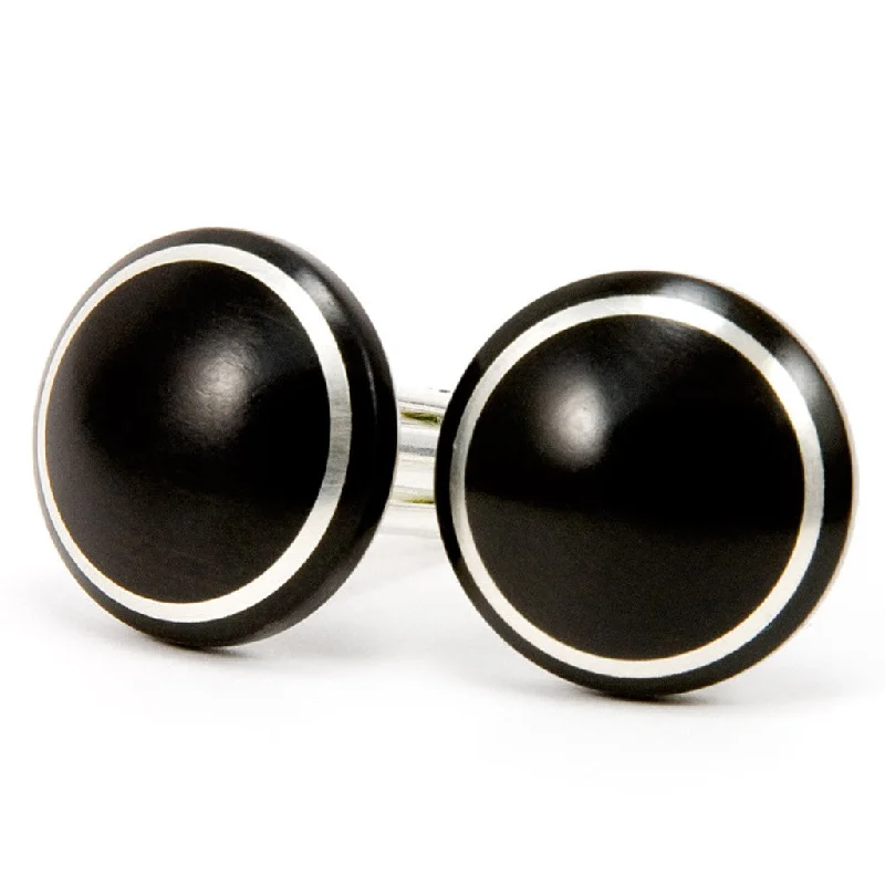 Best cufflinks with silver plating for an affordable yet luxurious appearance-Ebony Silver Inlay Wooden Cufflinks