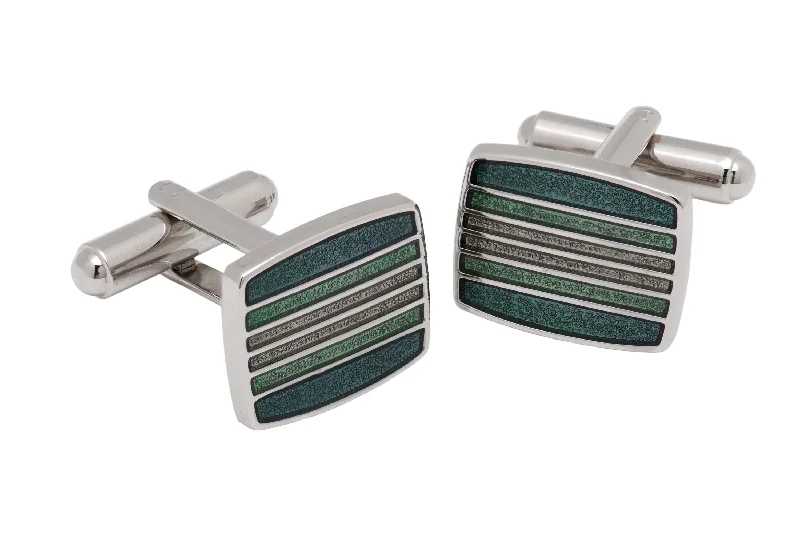 Best cufflinks with gold inlays for a luxurious and refined finish-St. George Malachite Green Rhodium Plated Cufflinks