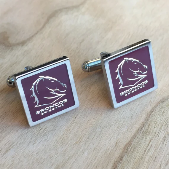 Luxury cufflinks with diamond accents for a high-end and elegant accessory-NRL Brisbane Broncos Cufflinks