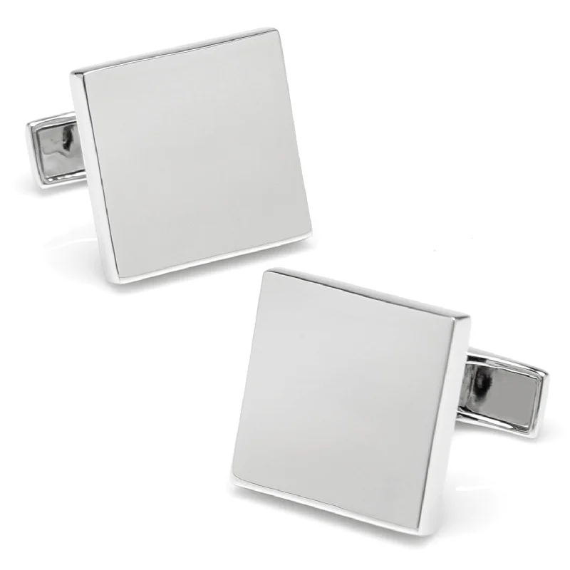 Best cufflinks for black tie events with sleek and minimalist designs-Sterling Silver Infinity Edge Square Engravable Cufflinks