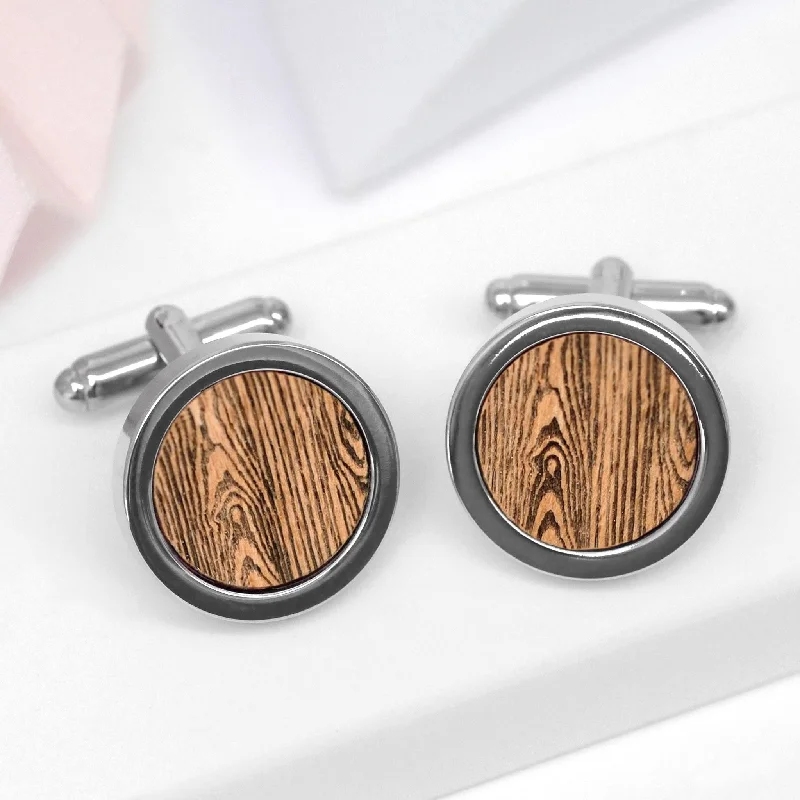 Best cufflinks with a sleek black finish for a contemporary, edgy look-Wood Grain Cufflinks