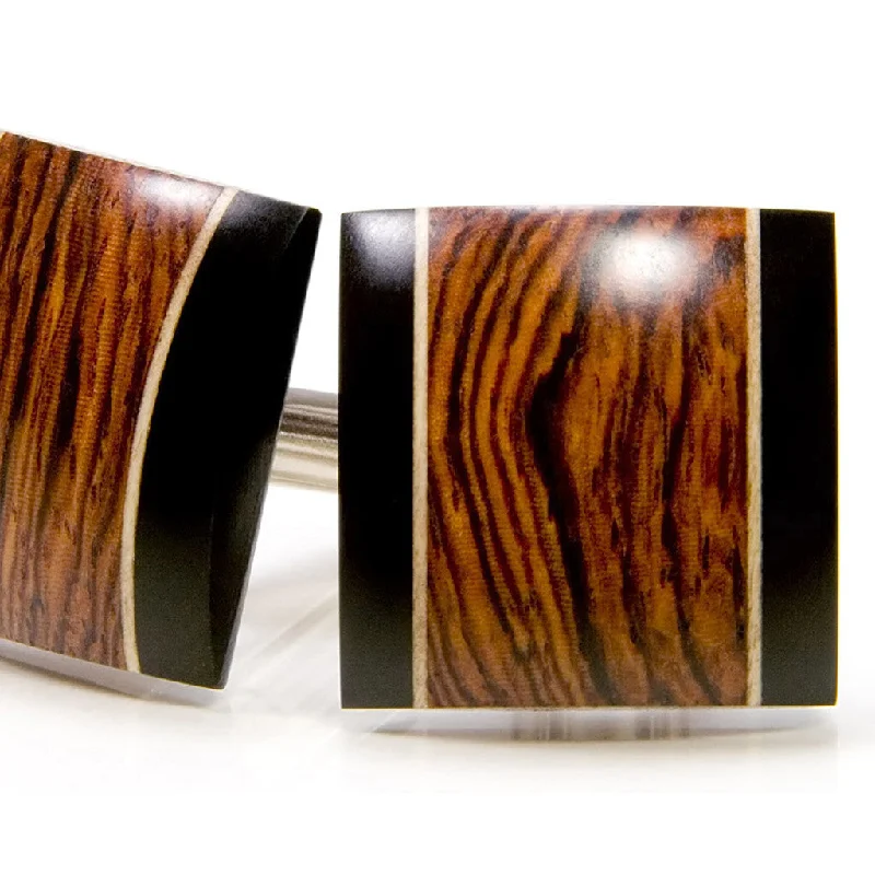 Cufflinks with angular designs for a modern and stylish look-Honduran Rosewood Ebony Holly Wood Cufflinks