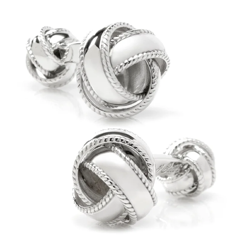 Cufflinks with classic striped patterns for a clean and elegant finish-Sterling Silver Braided Knot Cufflinks