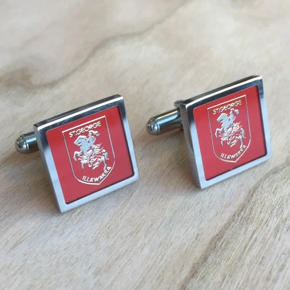 Cufflinks with colorful gemstones for a vibrant and eye-catching appearance-NRL St. George Illawarra Dragons Cufflinks