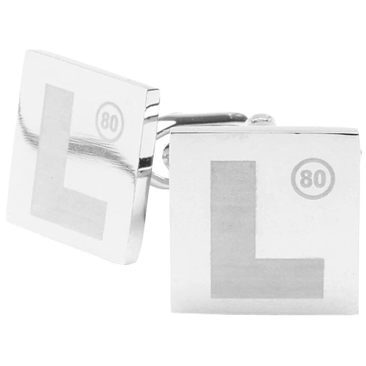 Cufflinks with brushed stainless steel designs for a rugged and modern style-Lasered L Plates Cufflinks