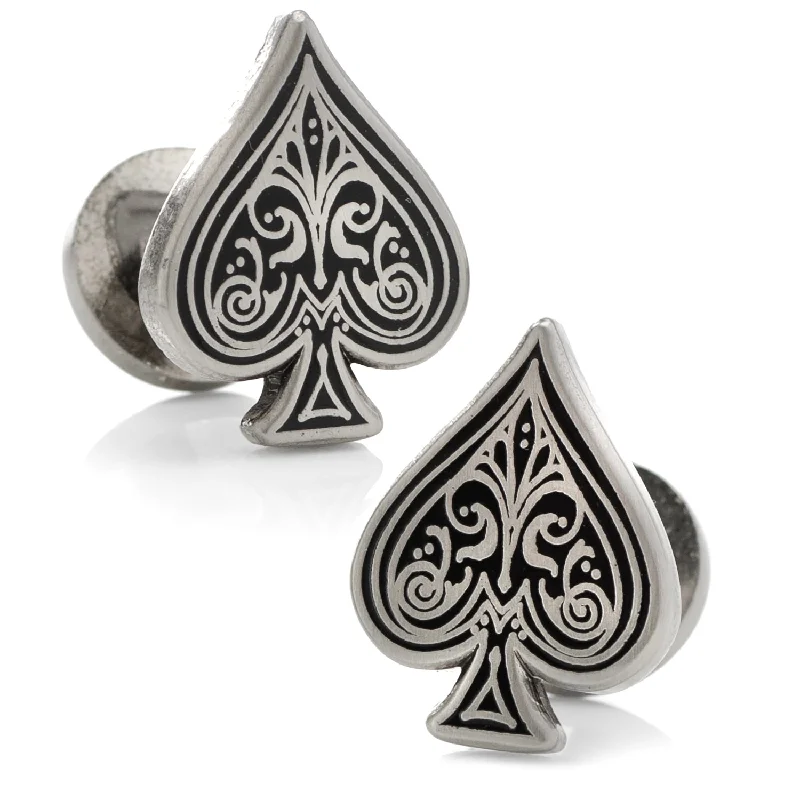 Best cufflinks for luxury gifts with high-quality materials and craftsmanship-Ace of Spades Antique Silver Cufflinks