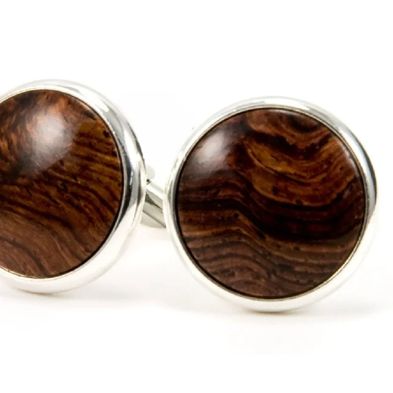 Best cufflinks for luxury gifts with high-quality materials and craftsmanship-Honduran Rosewood Silver and Wood Cufflinks