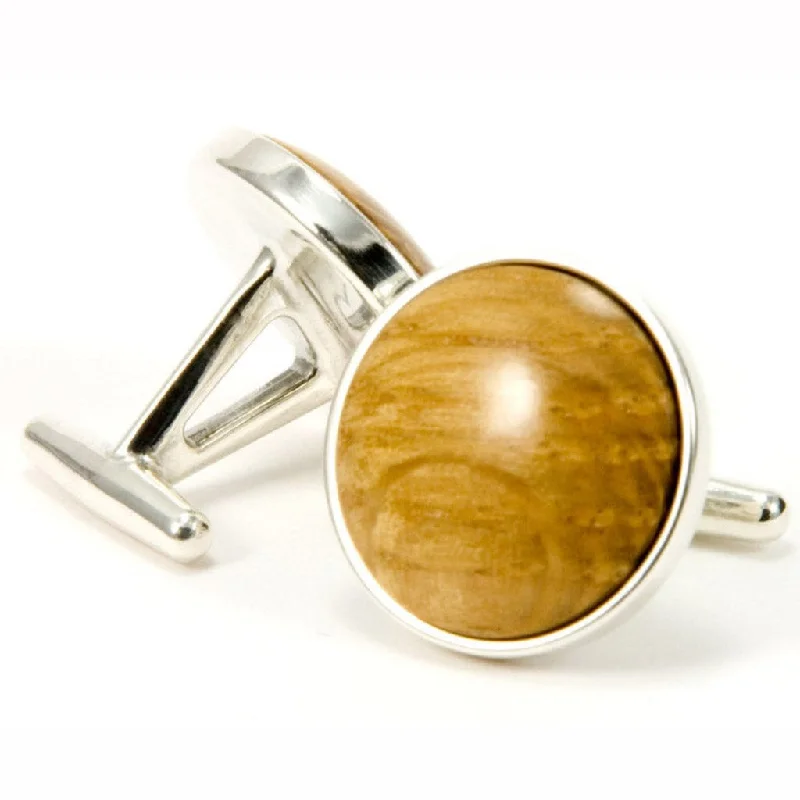 Best cufflinks with gemstone and metal inlays for a colorful and eye-catching design-Bourbon Whiskey Sterling Silver Cufflinks