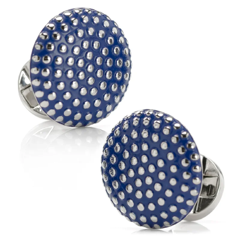 Best cufflinks with vintage coin designs for a unique and historical look-Navy Circle Dot Texture Cufflinks