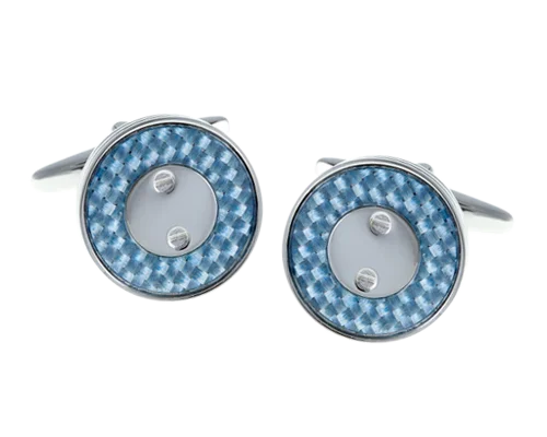 Best cufflinks with gold inlays for a luxurious and refined finish-Screw Plated Blue Carbon Fibre Cufflinks