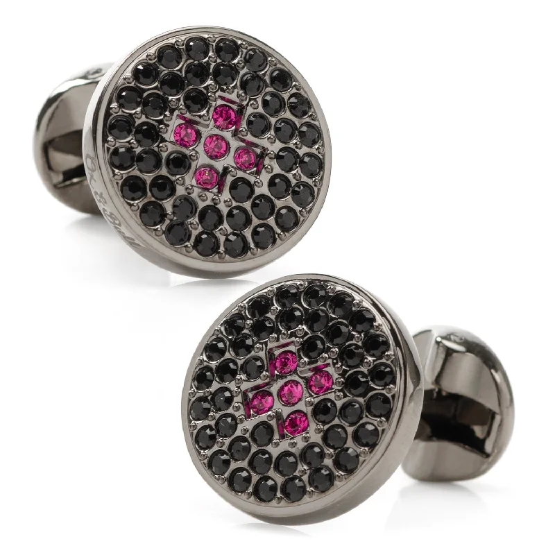 Cufflinks with luxury enamel inlays for a polished and vibrant appearance-Crystal Button Pave Cufflinks