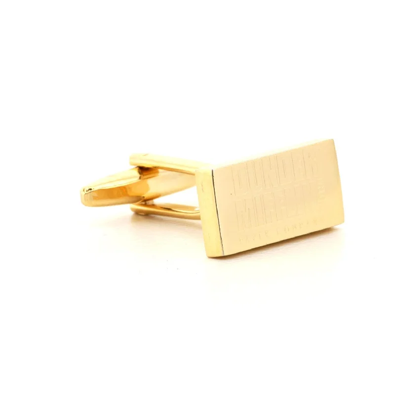 Cufflinks with military insignia designs for a bold, distinguished look-Engraved Logo Rectangle Gold Cufflinks