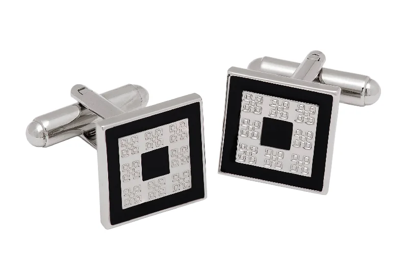 Best cufflinks for men with personalized birthstone options for meaningful gifts-Stannard Black & Silver Rhodium Plated Cufflinks