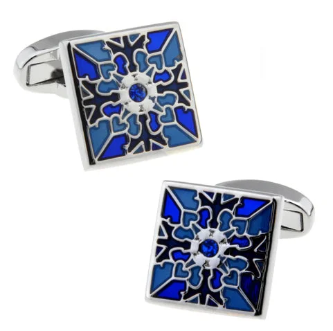 Cufflinks with solid gold for a luxurious and timeless accessory-Seneca Falls Blue & Black Enamel Cufflinks