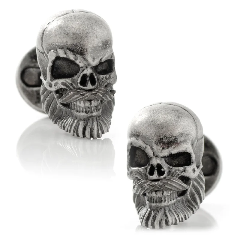 Best cufflinks for business attire with simple, sleek designs for professionals-Stainless Steel Mustache Skull Cufflinks