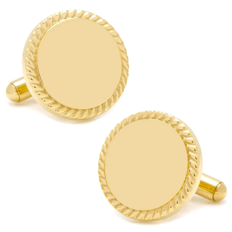 Best cufflinks with durable enamel finishes for long-lasting wear and vibrant color-14K Gold Plated Rope Border Round Engravable Cufflinks