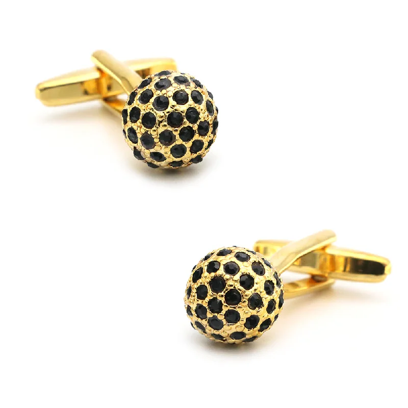 Best cufflinks with enamel designs for vibrant and colorful accents-Bethany Black & Gold Ball Cufflinks